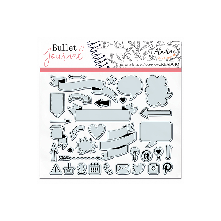 Aladine Stampo Bullet Journal Clear Stempels 16x16 cm Banners en Pictogrammen