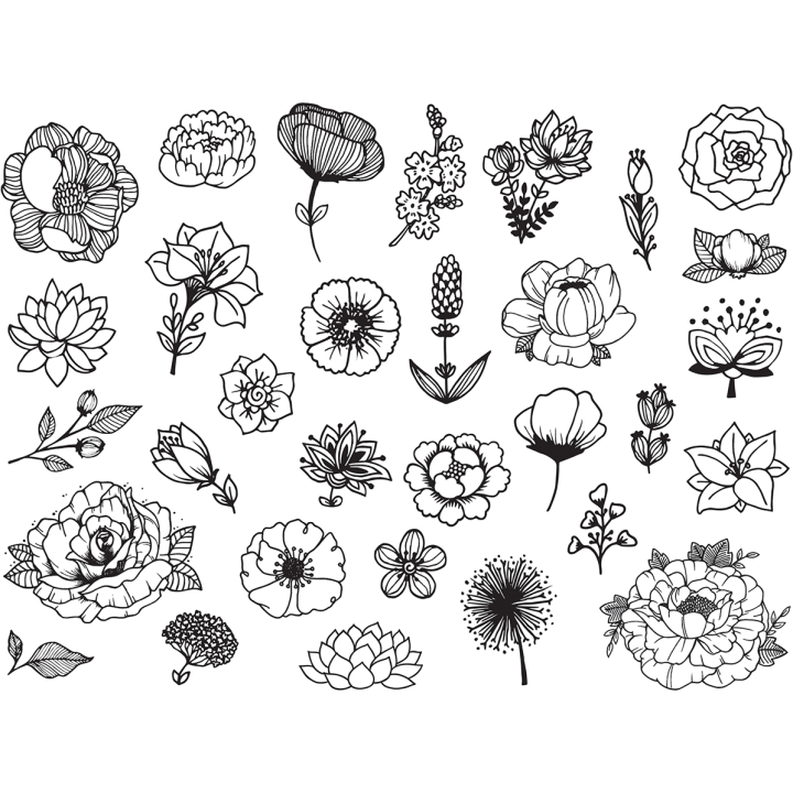 Aladine Stampo Stempel Set Bloemen 31 stuks