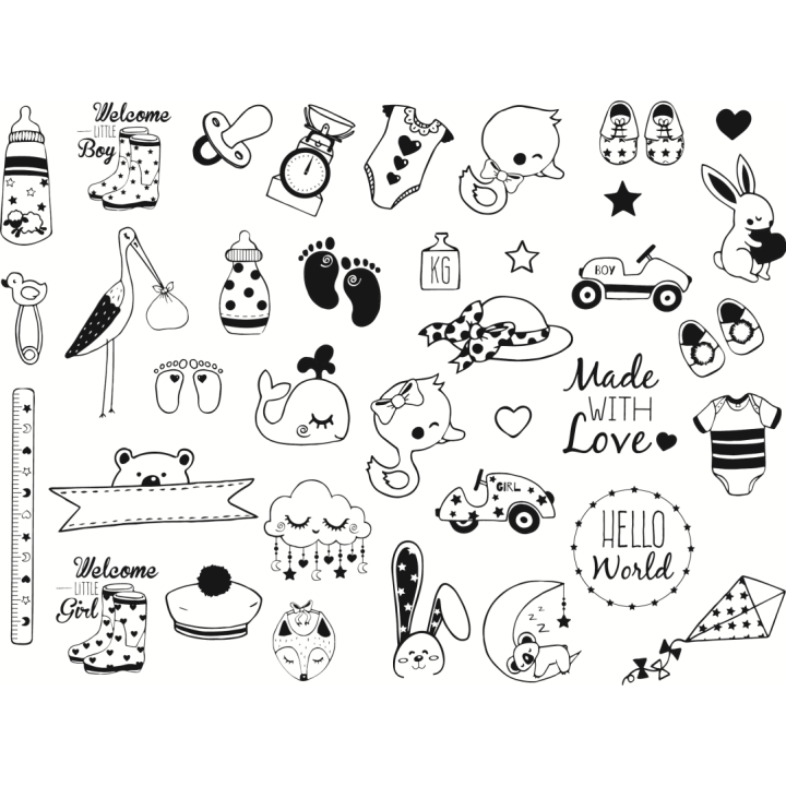 Aladine Stampo Stempel Set Geboorte 35 stuks