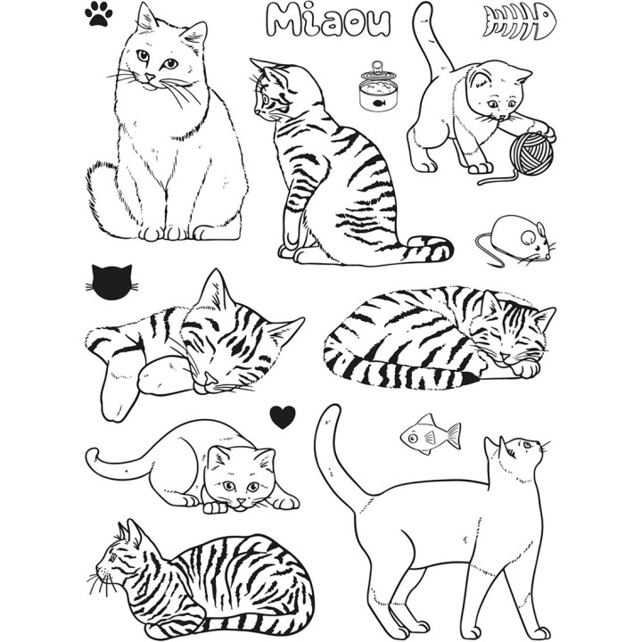 Aladine Stampo Stempel Set Katten 15 stuks