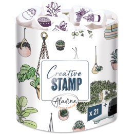 Aladine Stampo Stempel Set Planten 21 stuks