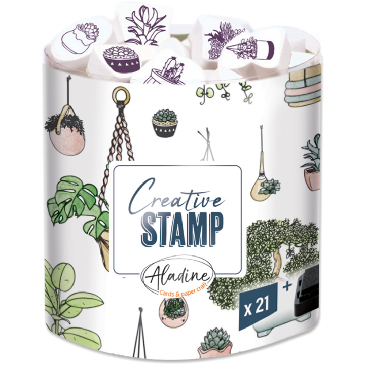 Aladine Stampo Stempel Set Planten 21 stuks