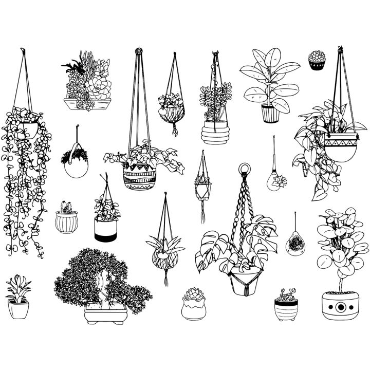 Aladine Stampo Stempel Set Planten 21 stuks