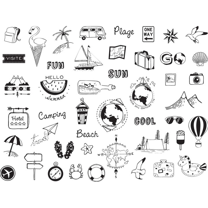 Aladine Stampo Stempel Set Vakantie 45 stuks