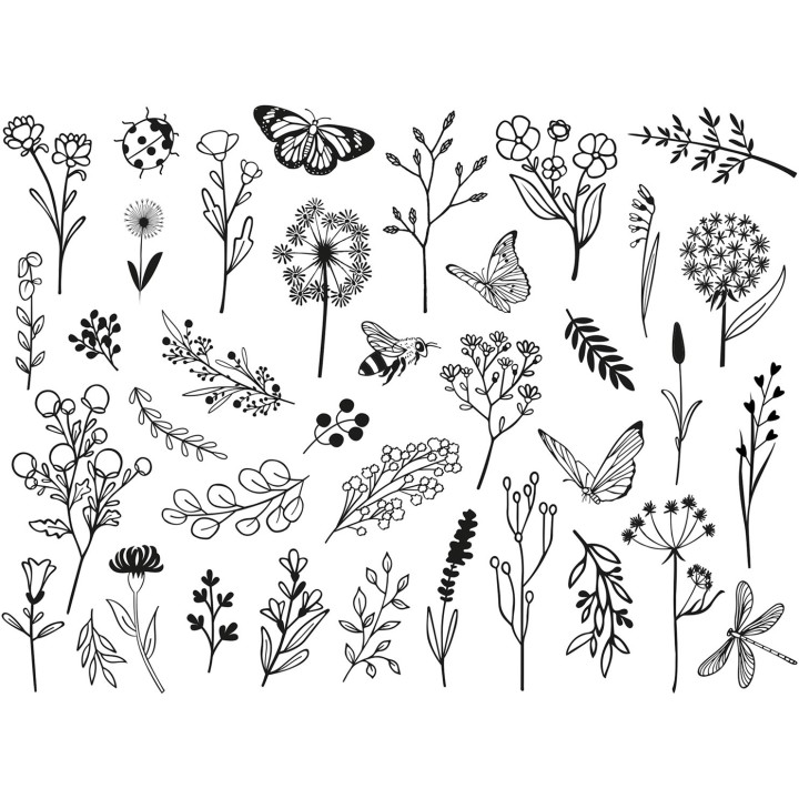 Aladine Stampo Stempel Set Zomer Bloemen 37 stuks