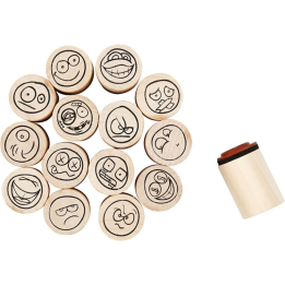 CC Stempels Emoji gezichten 20 mm 15 stuks