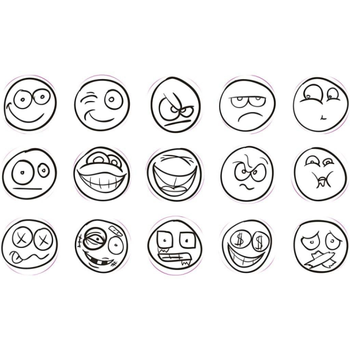 CC Stempels Emoji gezichten 20 mm 15 stuks