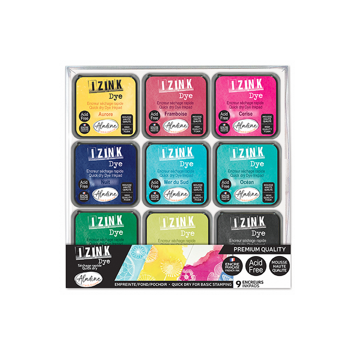 Aladine Izink dye inktkussen 5x5cm set 9 stuks