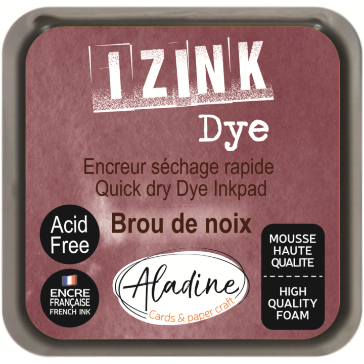 Aladine Izink dye pigment inktkussen 5x5cm walnootbruin