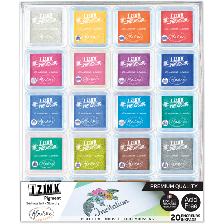 Aladine Izink embossing inktkussen set small 20 stuks