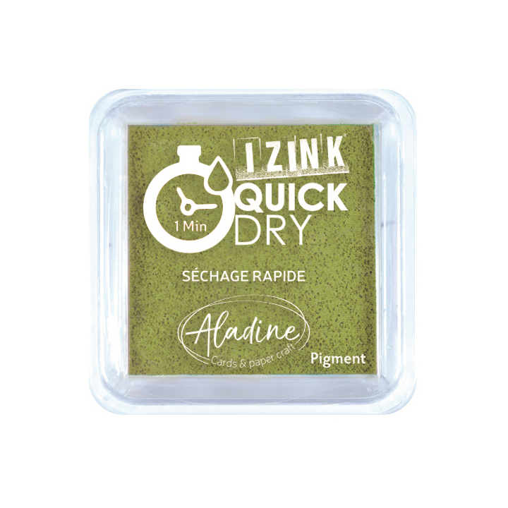 Aladine Izink quick dry pigment Inktkussen 5x5cm olijfgroen
