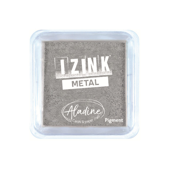 Aladine Izink quick dry pigment Inktkussen 5x5cm zilver