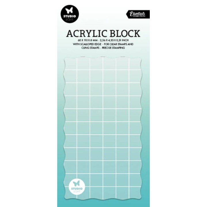 Studio Light • Essentials Acryl stempelblok met raster 60x110x8mm
