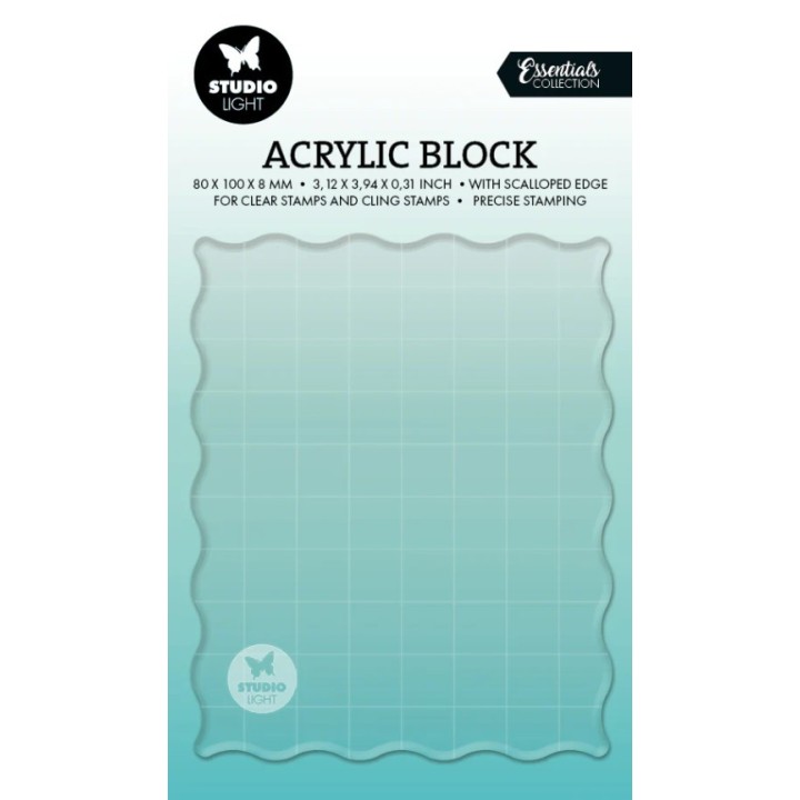 Studio Light • Essentials Acryl stempelblok met raster 80x100x8mm