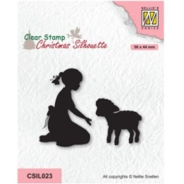 NC • Christmas Silhouettes clear stempel Girl with Lamb