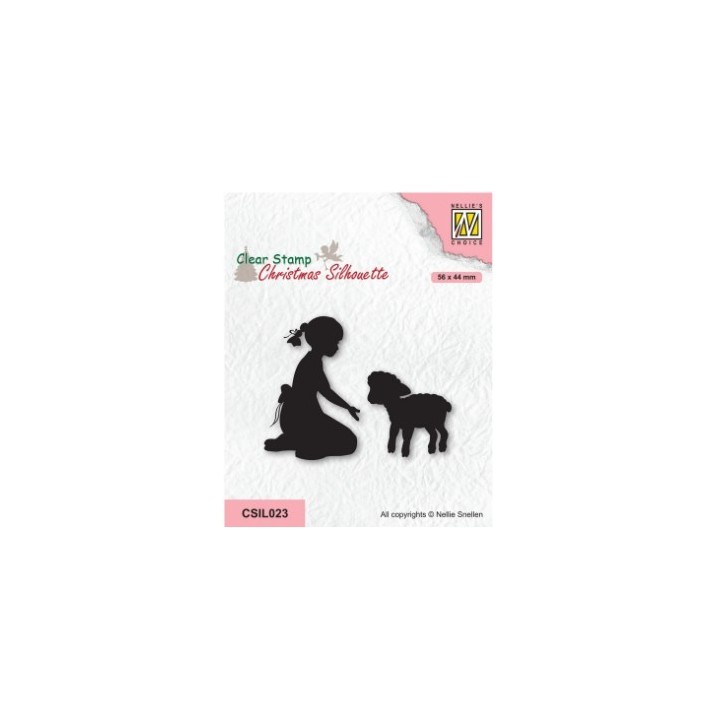 NC • Christmas Silhouettes clear stempel Girl with Lamb