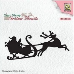 NC • Christmas Silhouettes clear stempel Santa Claus with Reindeer Sleight