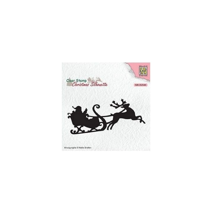 NC • Christmas Silhouettes clear stempel Santa Claus with Reindeer Sleight
