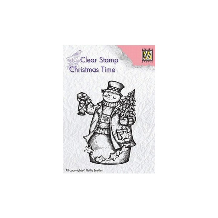 NC • Christmas Time clear stempel Snowman with Lantern