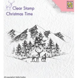 NC • Christmas Time clear stempel Winter Landscape with Deer