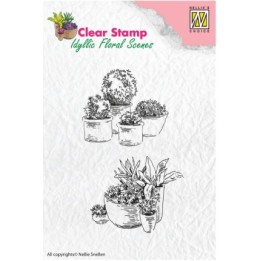 Nellie's Choice • Idyllic Floral Scenes Clear Stamp Pots with Flowers