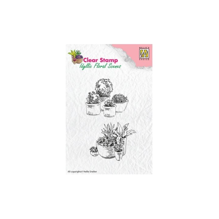 Nellie's Choice • Idyllic Floral Scenes Clear Stamp Pots with Flowers