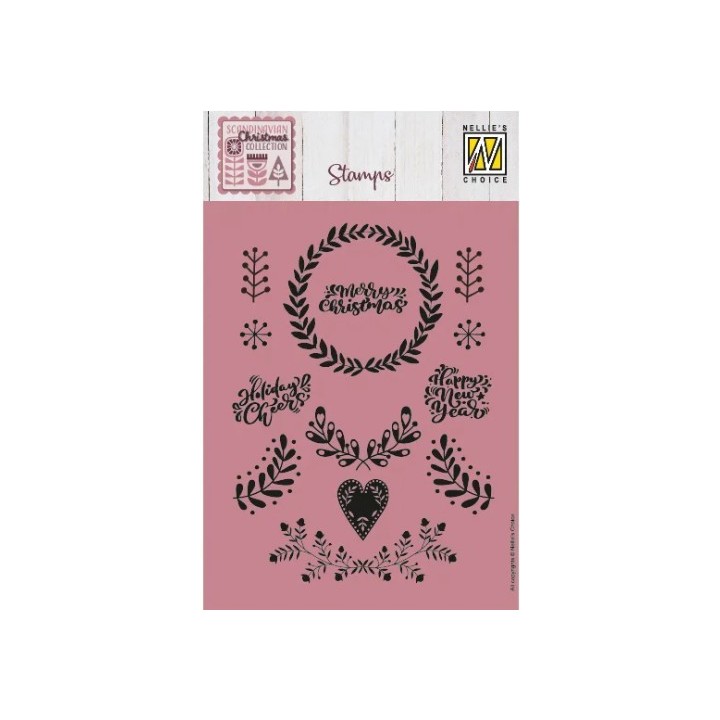 Nellie's Choice • Scandinavian Christmas Clear Stamps Kerstkrans 13st.