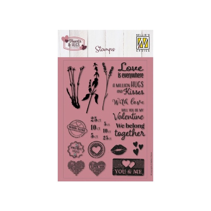 Nellie's Choice • Hearts & Hugs Clear Stamps Love is Everywhere 22st.