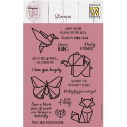 Nellie's Choice • Origami Clear Stamps Tekst en Dieren 14st.