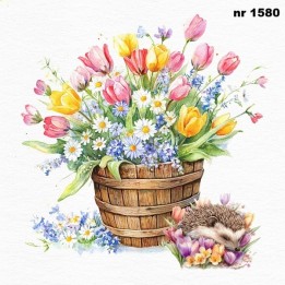 Secchio Pieno di Primavera servet 33x33cm
