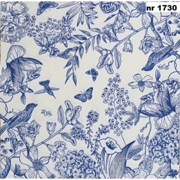Flowers and birds in blue servet 33x33cm