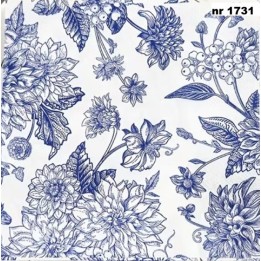Dahlia's in blue servet 33x33cm