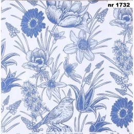 Spring flowers in blue servet 33x33cm