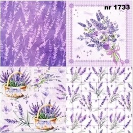 Lavender in purple servet 33x33cm