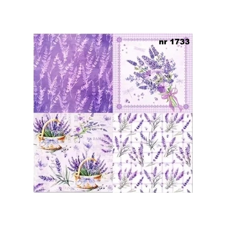 Lavender in purple servet 33x33cm