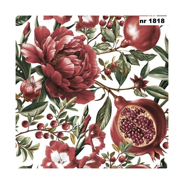 Red Flowers with Pomegranates servet 33x33cm