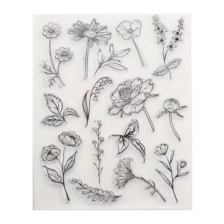 Clear stempel bloemen 15x215cm
