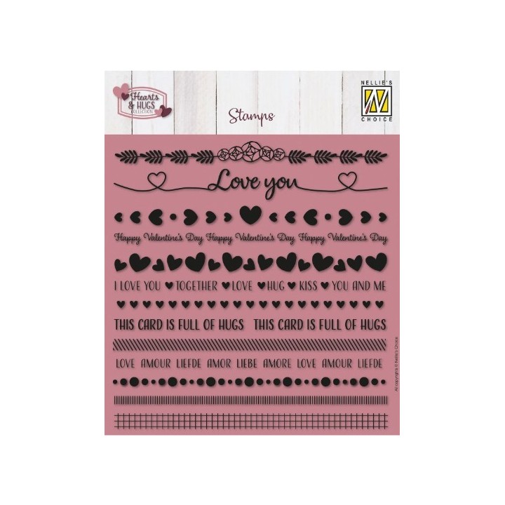 NC Hearts & Hugs clear stempel Strips Love & Hugs 13st.