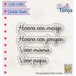 NC Dutch Texts clear stempel NL Hoera Een Meisje Etc