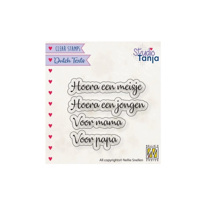 NC Dutch Texts clear stempel NL Hoera Een Meisje Etc