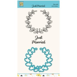 NC Cutting Die & clear stempel Tekst Just Married 3st.