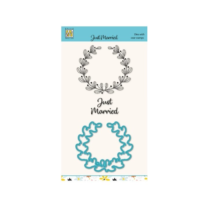 NC Cutting Die & clear stempel Tekst Just Married 3st.