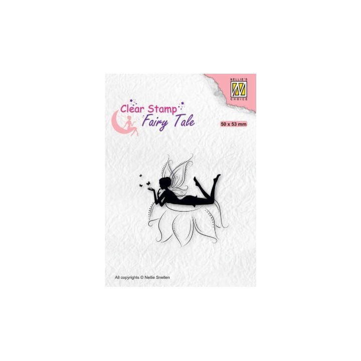 NC Fairy Tale clear stempel Elf Laying on Flower