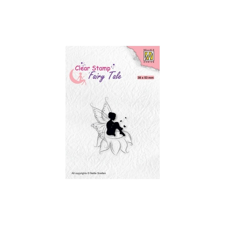 NC Fairy Tale clear stempel Elf Sitting on Flower