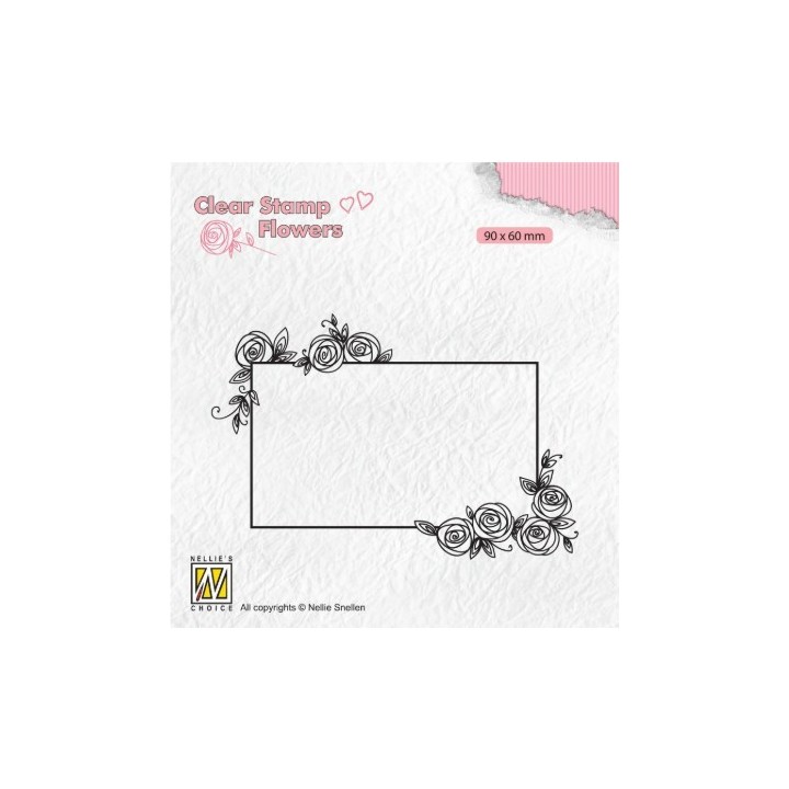 NC Flowers clear stempel Rectangle Frame with Roses