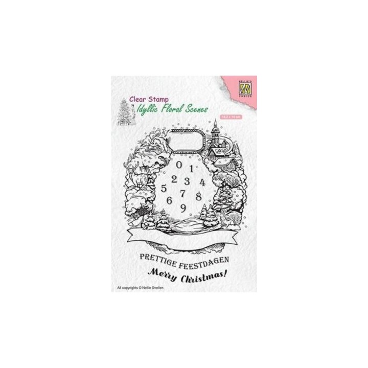 NC Idyllic Floral Scenes clear stempel Kerst Krans