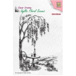 NC Idyllic Floral Scenes clear stempel Outsite Seating with Tree