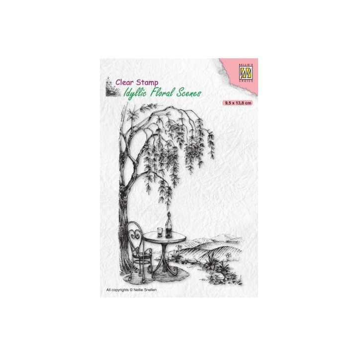 NC Idyllic Floral Scenes clear stempel Outsite Seating with Tree
