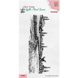 NC Idyllic Floral Scenes clear stempel Slimline A Village in Those Days