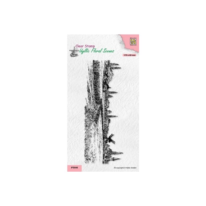NC Idyllic Floral Scenes clear stempel Slimline A Village in Those Days